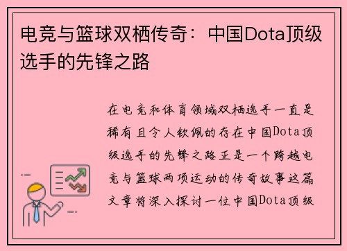 电竞与篮球双栖传奇：中国Dota顶级选手的先锋之路
